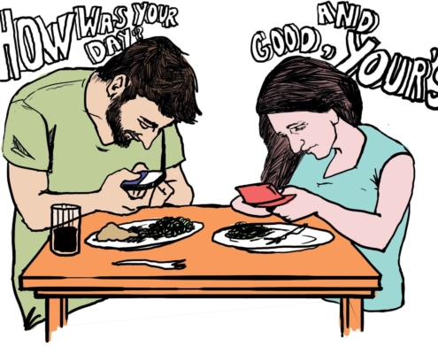 texting at the table